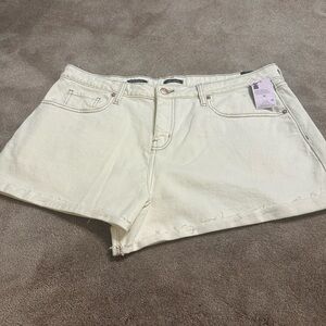 Cream denim shorts